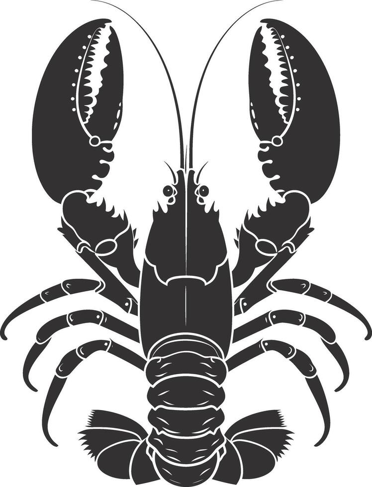 AI generated Silhouette lobster black color only full body vector