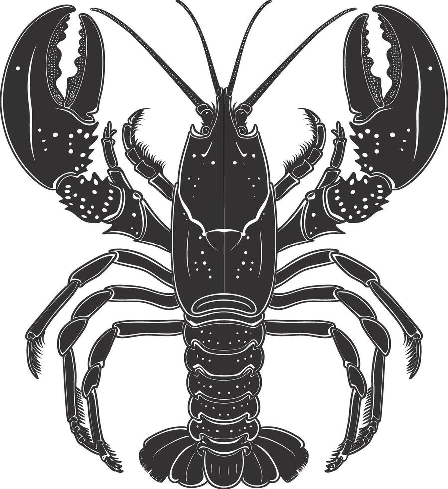 AI generated Silhouette lobster black color only full body vector