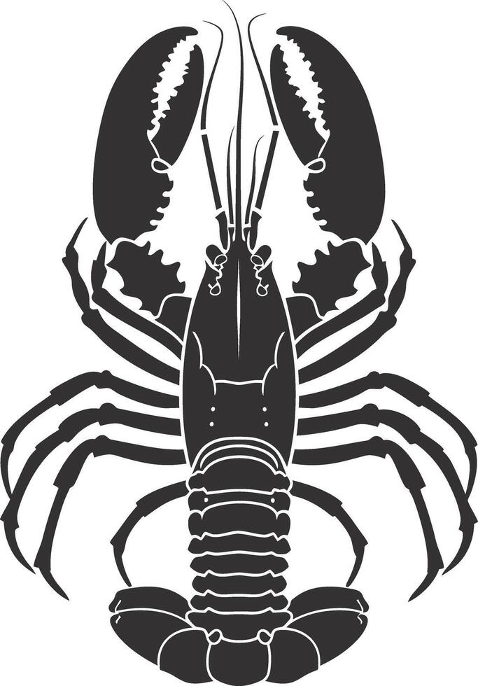 AI generated Silhouette lobster black color only full body vector