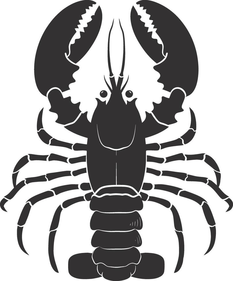 AI generated Silhouette lobster black color only full body vector