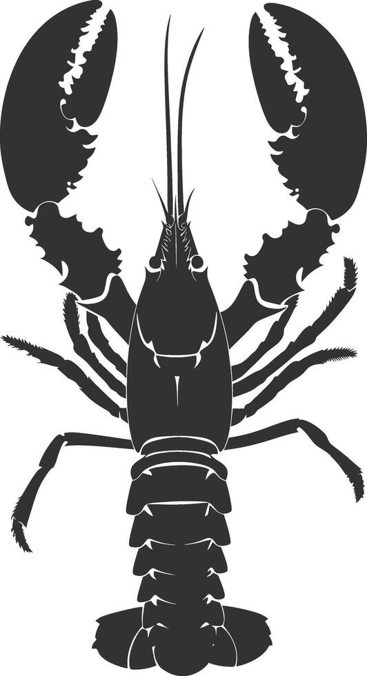 AI generated Silhouette lobster black color only full body vector