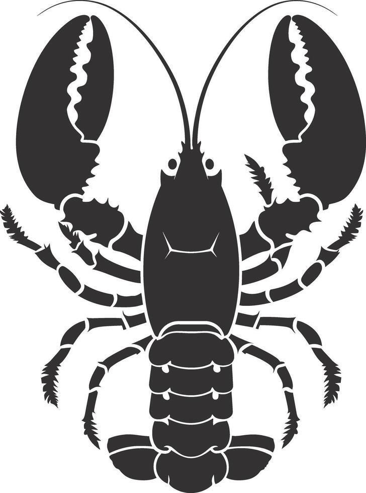 AI generated Silhouette lobster black color only full body vector