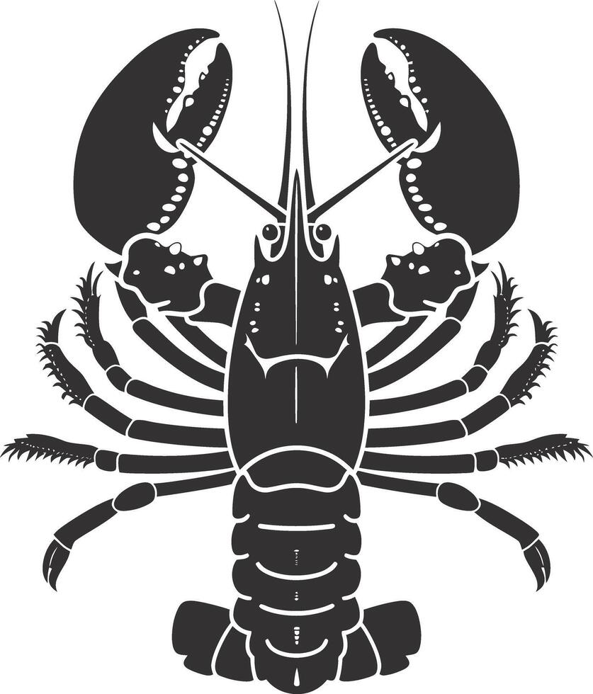 AI generated Silhouette lobster black color only full body vector
