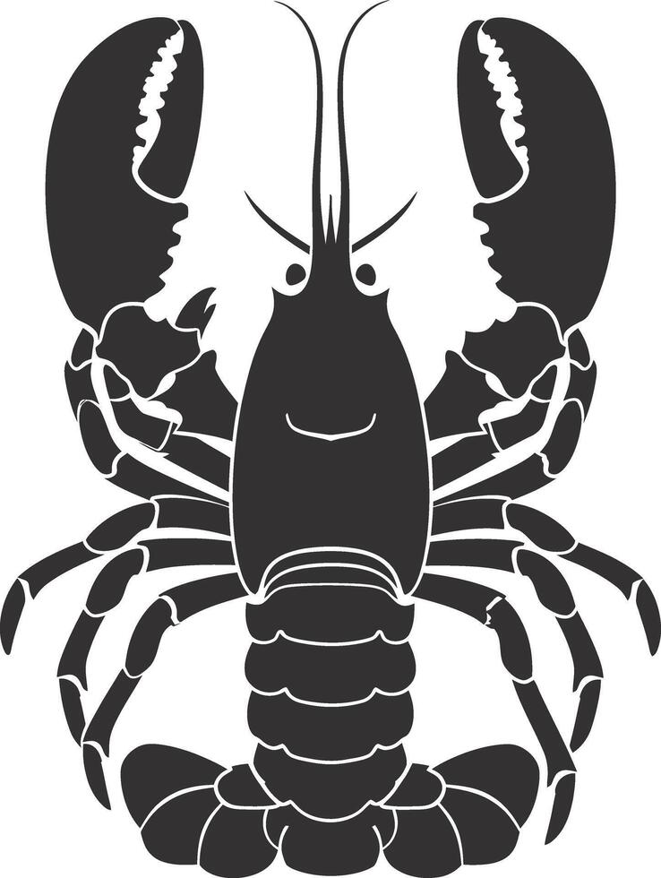 AI generated Silhouette lobster black color only full body vector