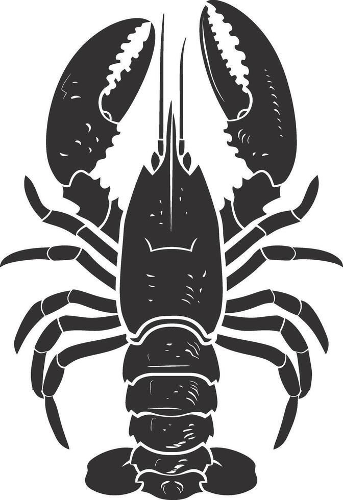AI generated Silhouette lobster black color only full body vector