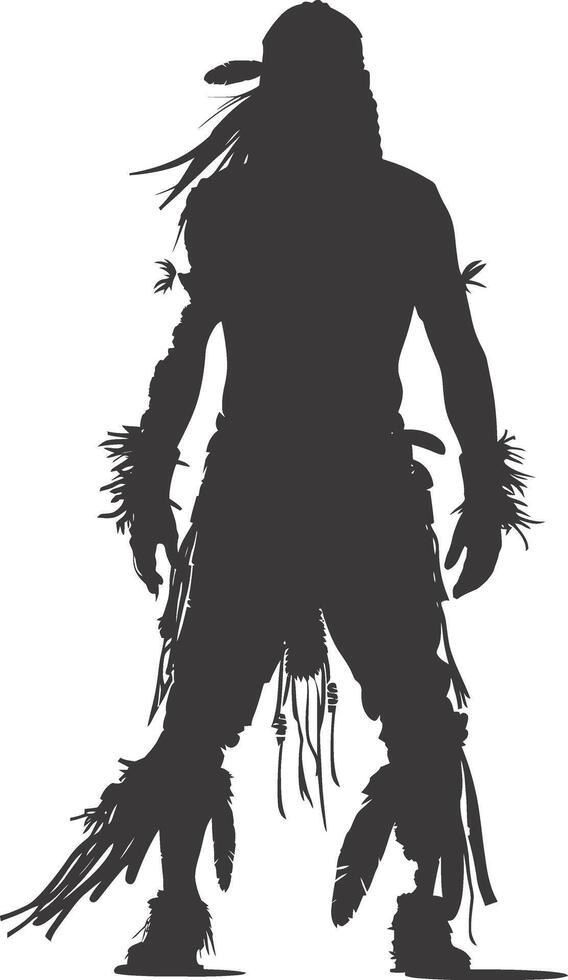 AI generated Silhouette native american man black color only full vector