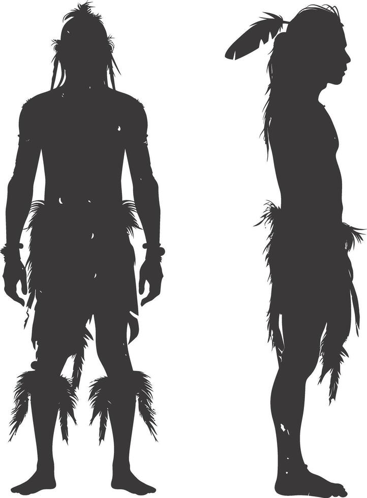 AI generated Silhouette native american man black color only full vector