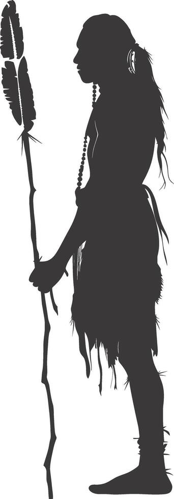 AI generated Silhouette native american man black color only full vector