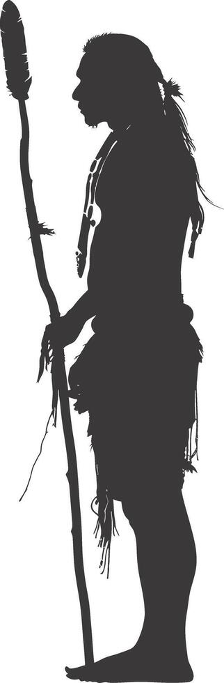 AI generated Silhouette native american man black color only full vector