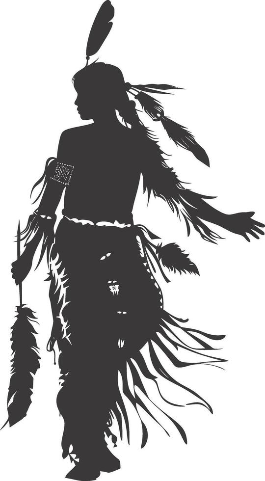 AI generated Silhouette native american woman black color only full body vector