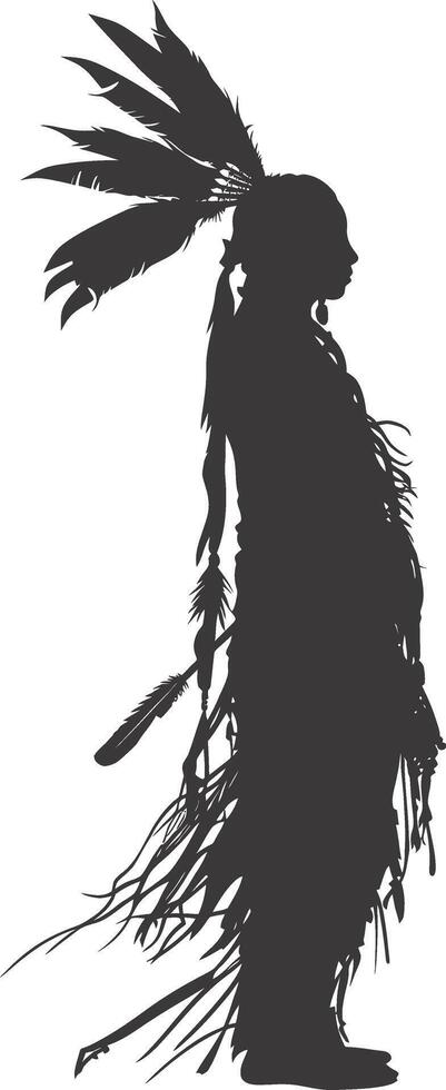 AI generated Silhouette native american woman black color only full body vector