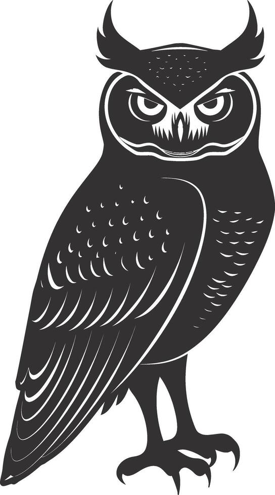 AI generated Silhouette owl animal black color only full body vector