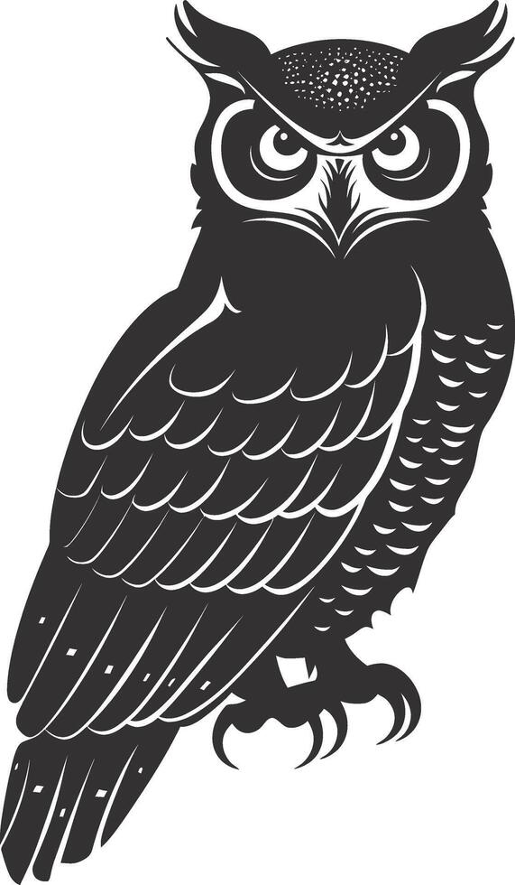 AI generated Silhouette owl animal black color only full body vector