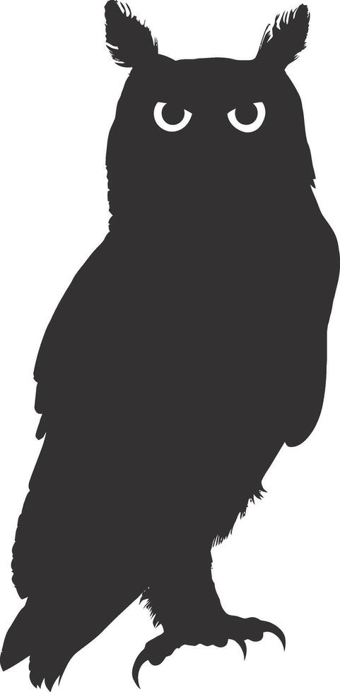 AI generated Silhouette owl animal black color only full body vector