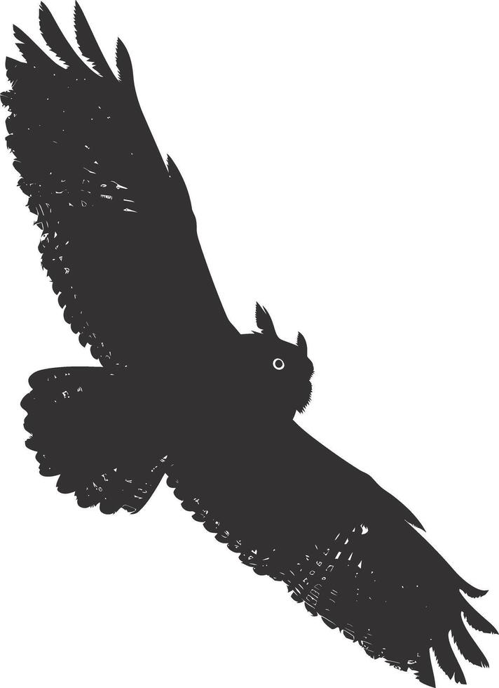 AI generated Silhouette owl animal fly black color only full body vector