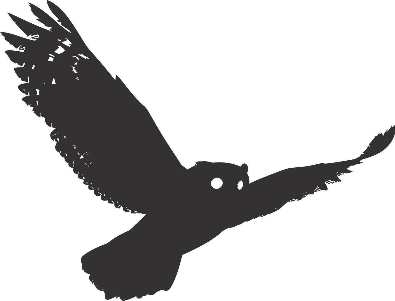 AI generated Silhouette owl animal fly black color only full body vector