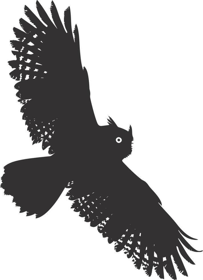 AI generated Silhouette owl animal fly black color only full body vector