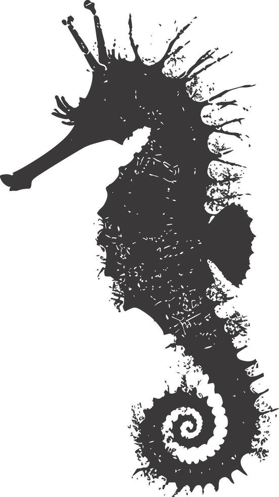 AI generated Silhouette seahorse animal black color only full body vector