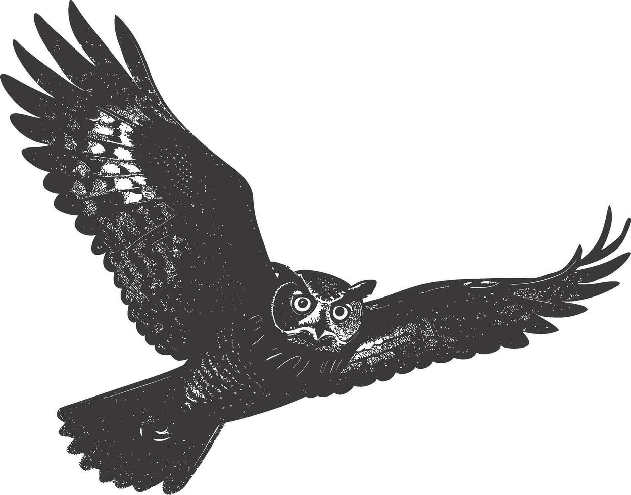 AI generated Silhouette owl animal fly black color only full body vector