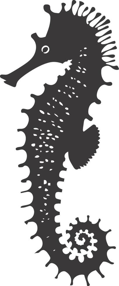 AI generated Silhouette seahorse animal black color only full body vector