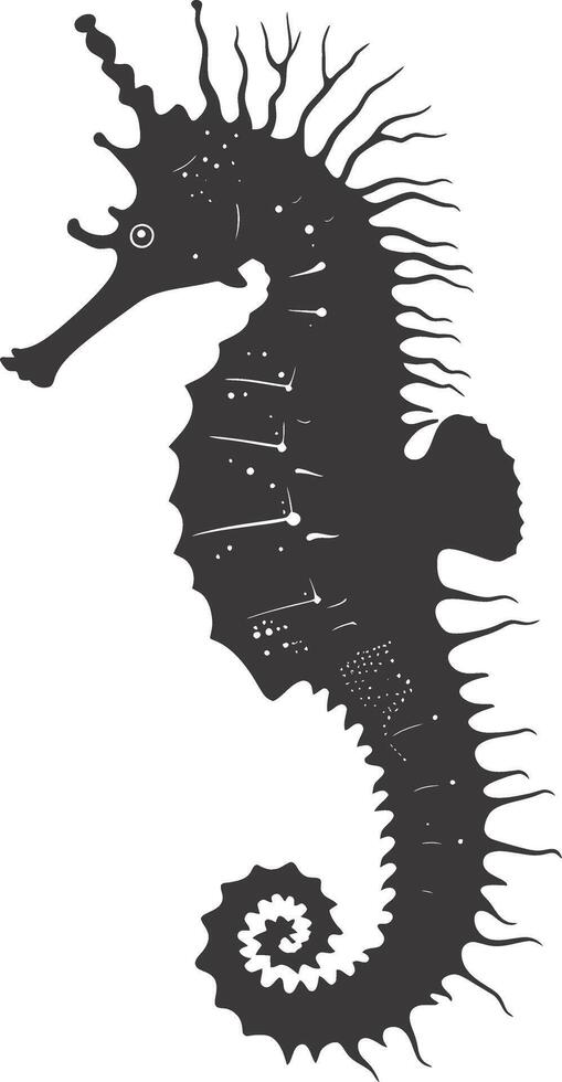 AI generated Silhouette seahorse animal black color only full body vector