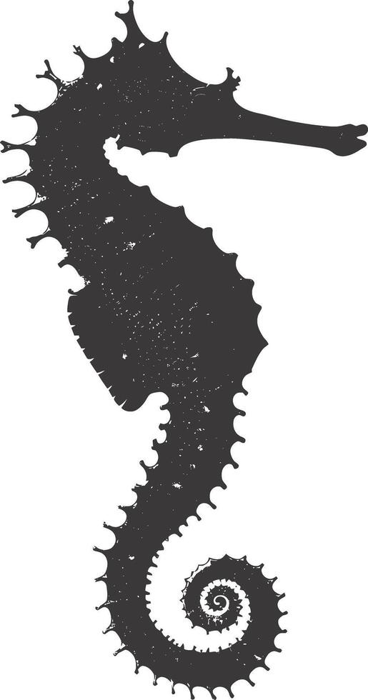 AI generated Silhouette seahorse animal black color only full body vector
