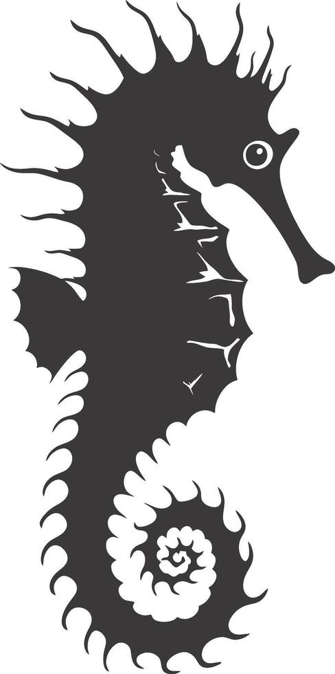 AI generated Silhouette seahorse animal black color only full body vector