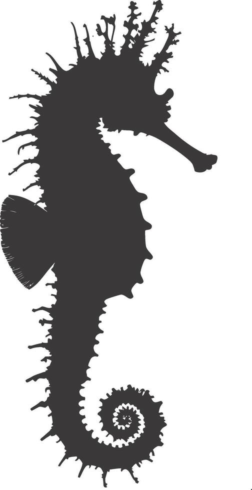 AI generated Silhouette seahorse animal black color only full body vector