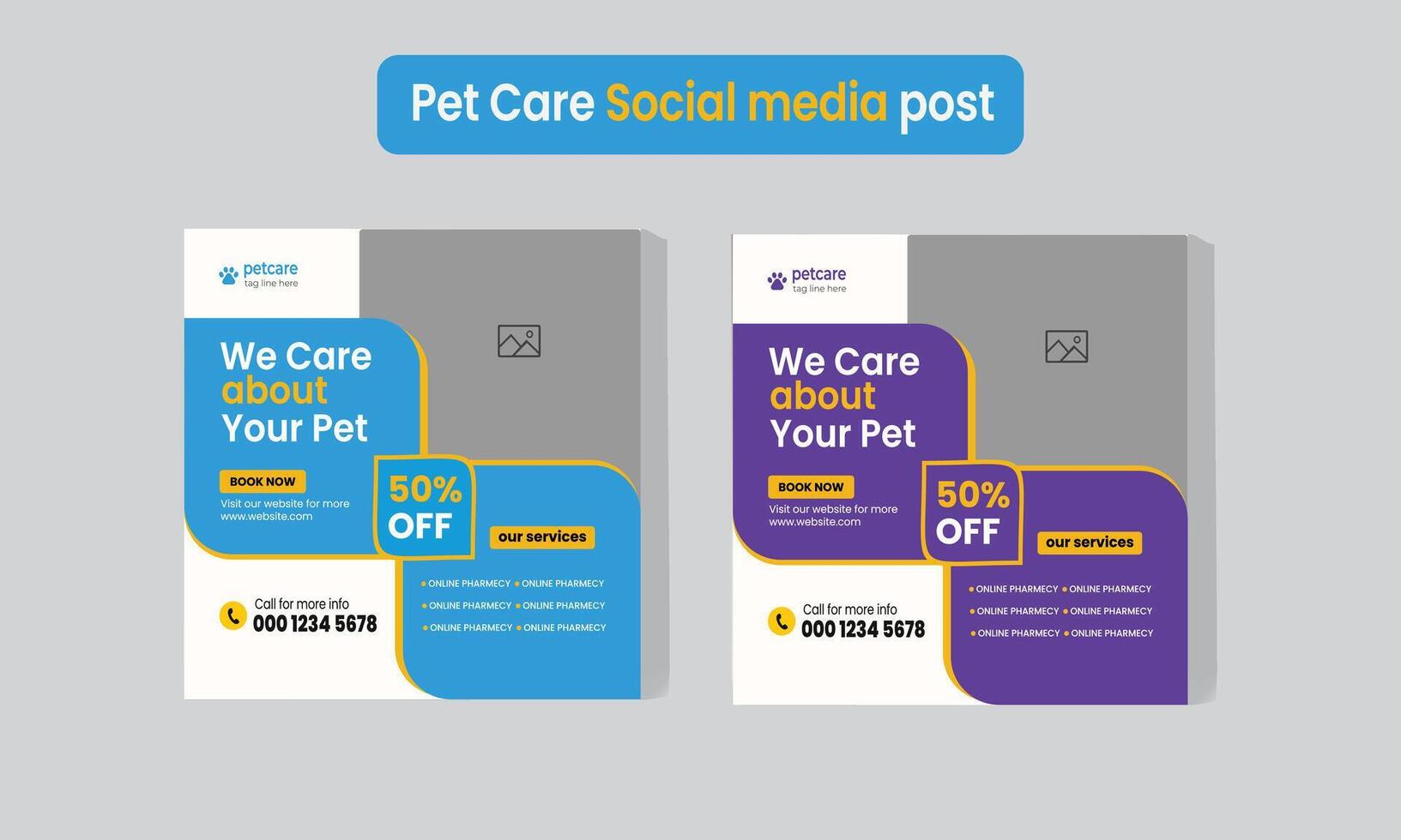 Pet care editable social media post Template or web banner template vector