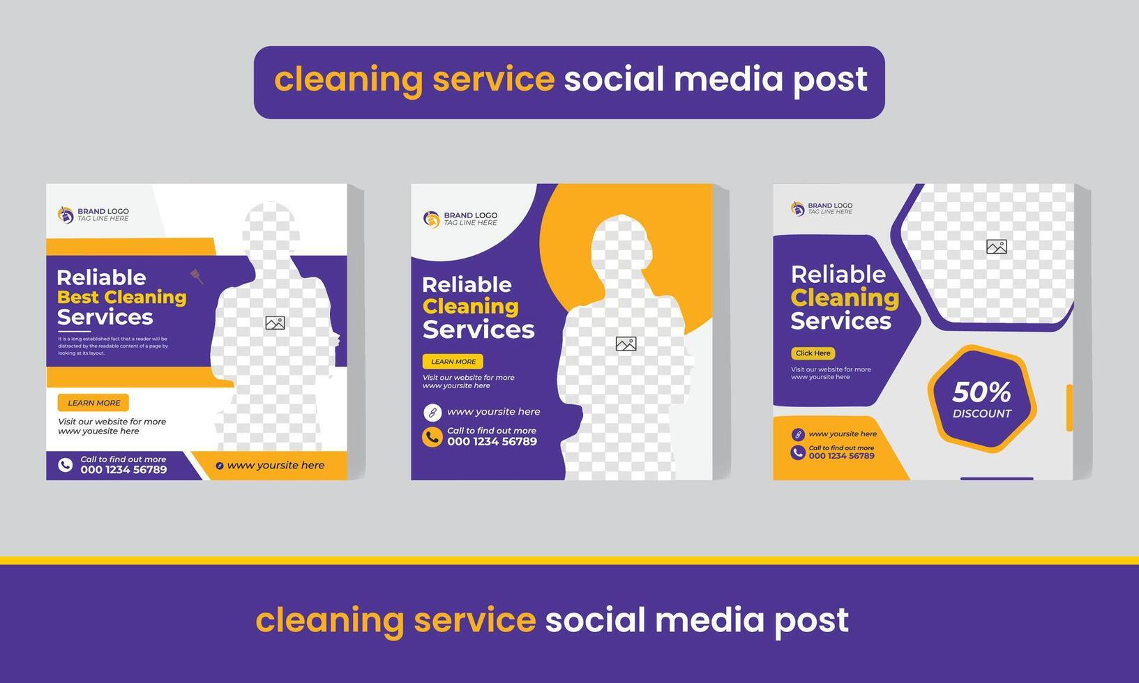 cleaning service social media post template and office, home and hotel cleaning social media post banner. vector