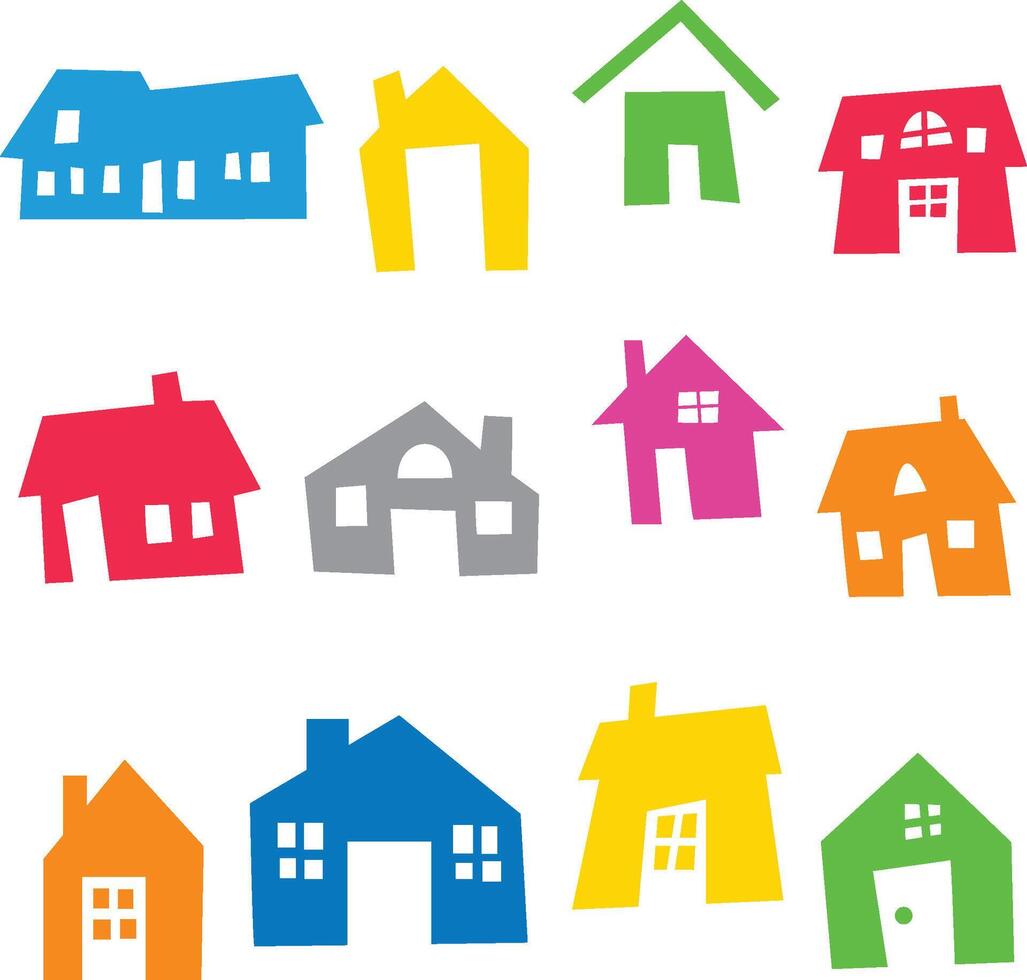 Cute Colorful and Bright House Icon Symbols vector