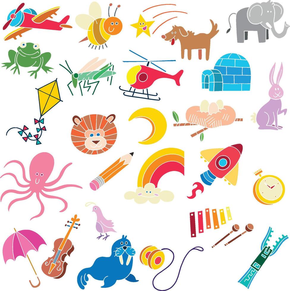 Cute Colorful and Bright Alphabet Icons vector