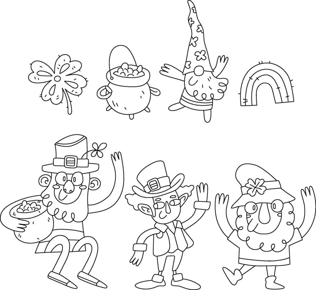 Cute Hand Drawn Saint Patrick's Day Characters vector