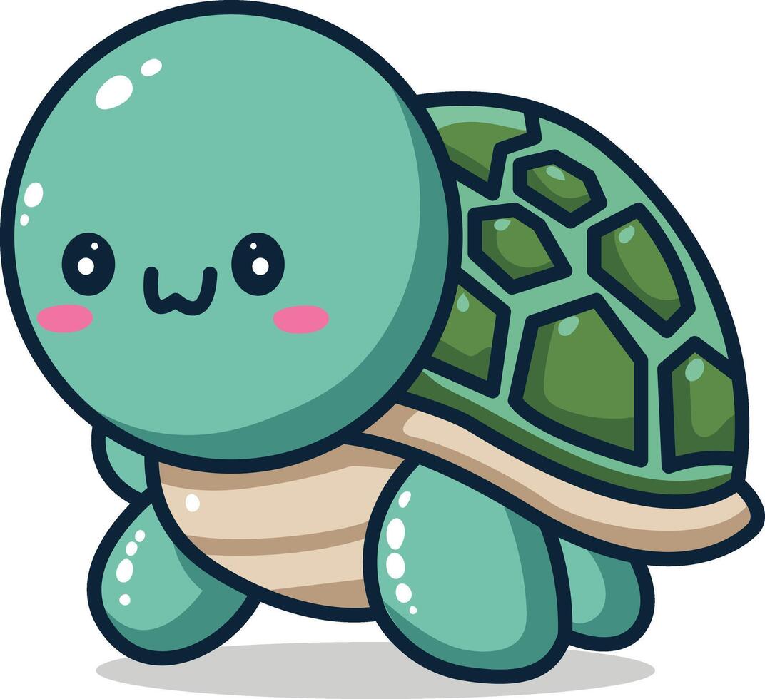 Cute turtle cartoon character vector illustration. Cute turtle mascot.