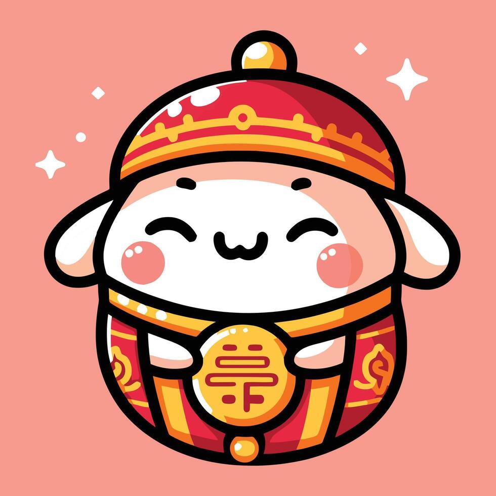 linda kawaii chino cerdo en tradicional traje. vector ilustración.