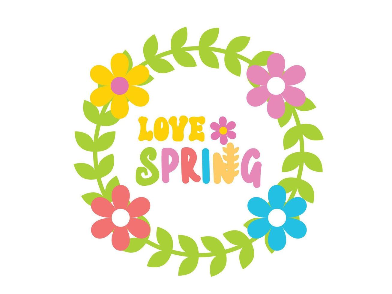 Love spring floral wreath vector illustration