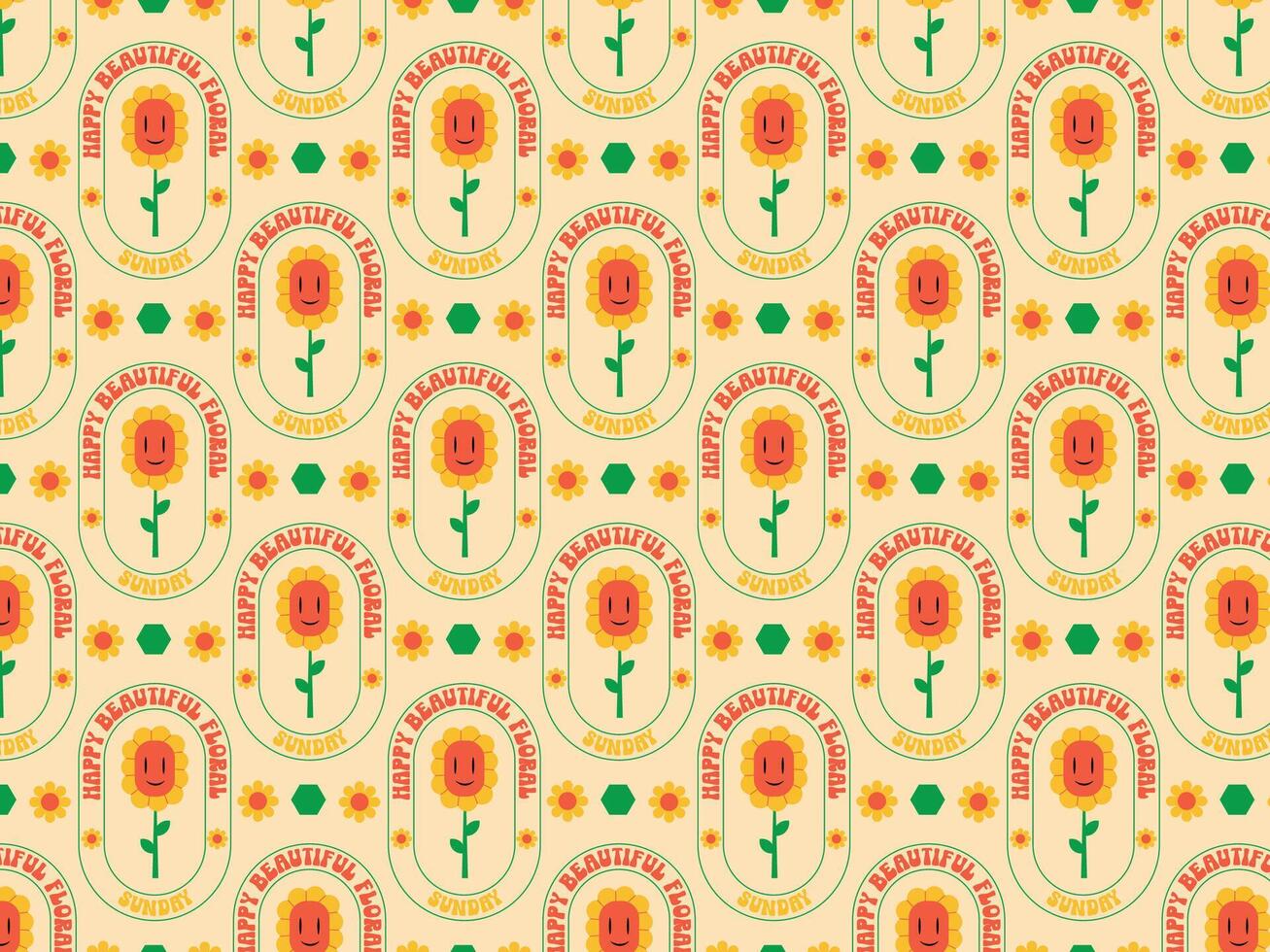 70s floral flor retro maravilloso tela antecedentes modelo vector