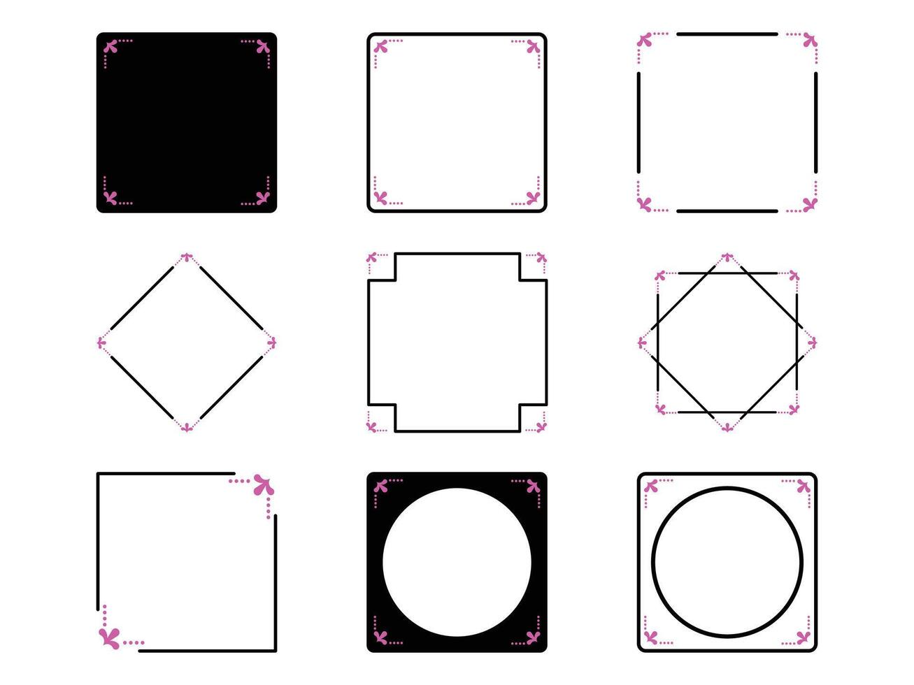Set of abstract Vintage rectangle frame wreath vector design