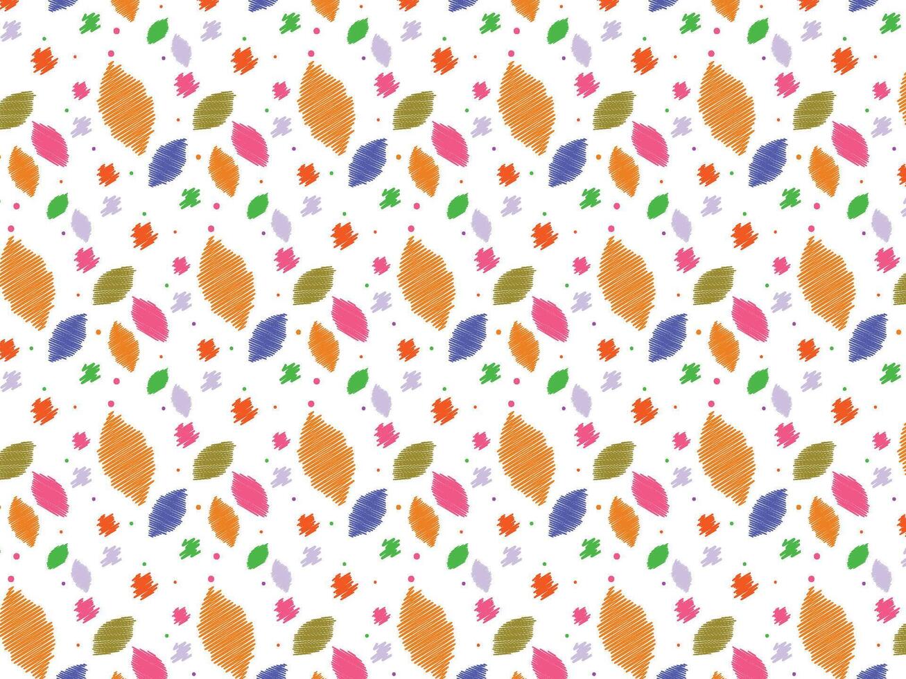 Simple children drawing leaf background pattern vector