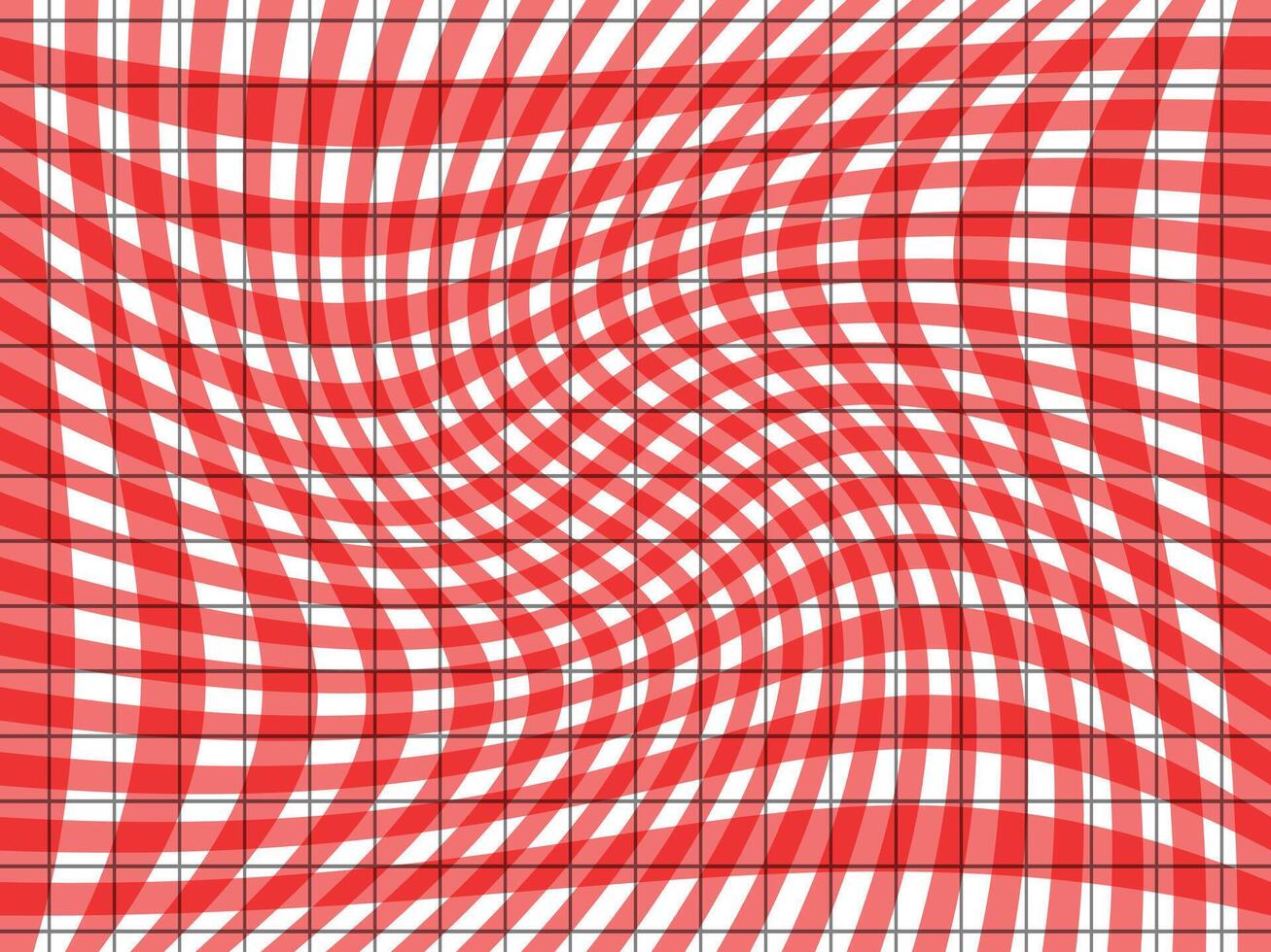 Seamless groovy plaid pattern in red and white. Vector illustration.