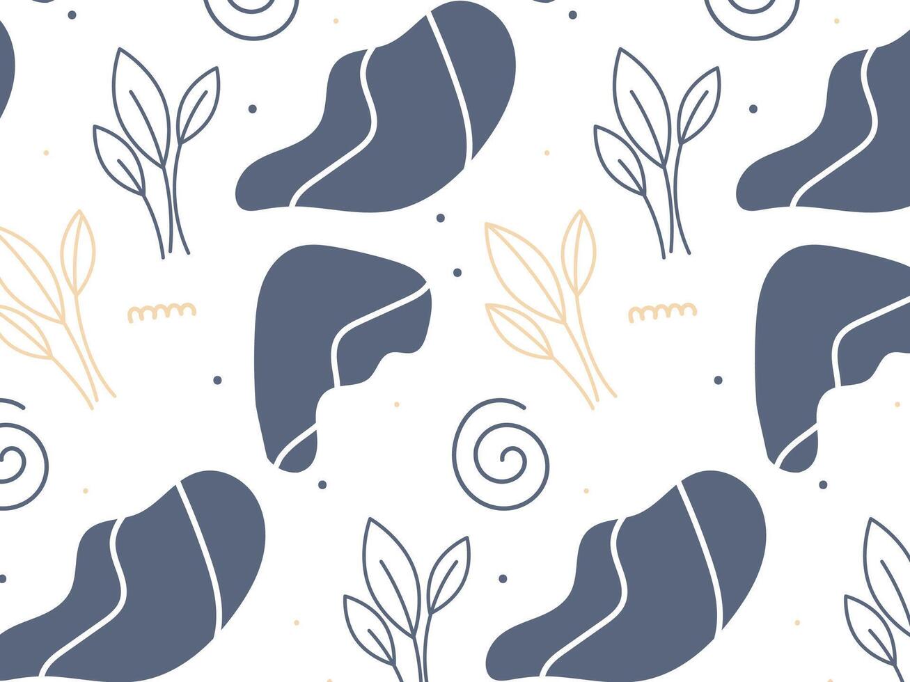 Seamless pattern with hand-drawn doodle elements, Scandinavian style. vector