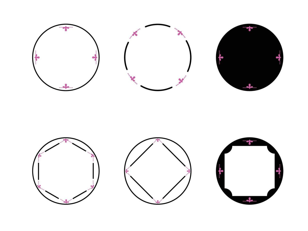 Abstract circle black and pink vintage wreath vector illustration