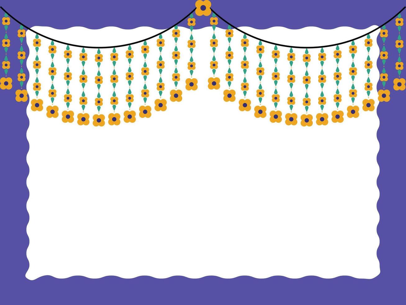 Abstract purple garland photo frame border vector illustration