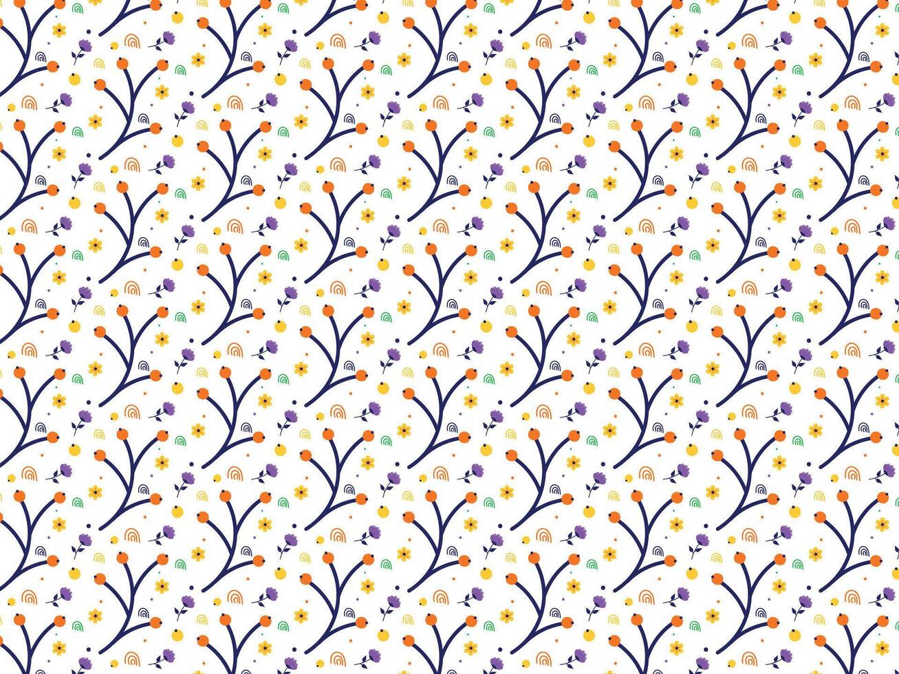 Colorful flowers doddle background pattern illustration vector