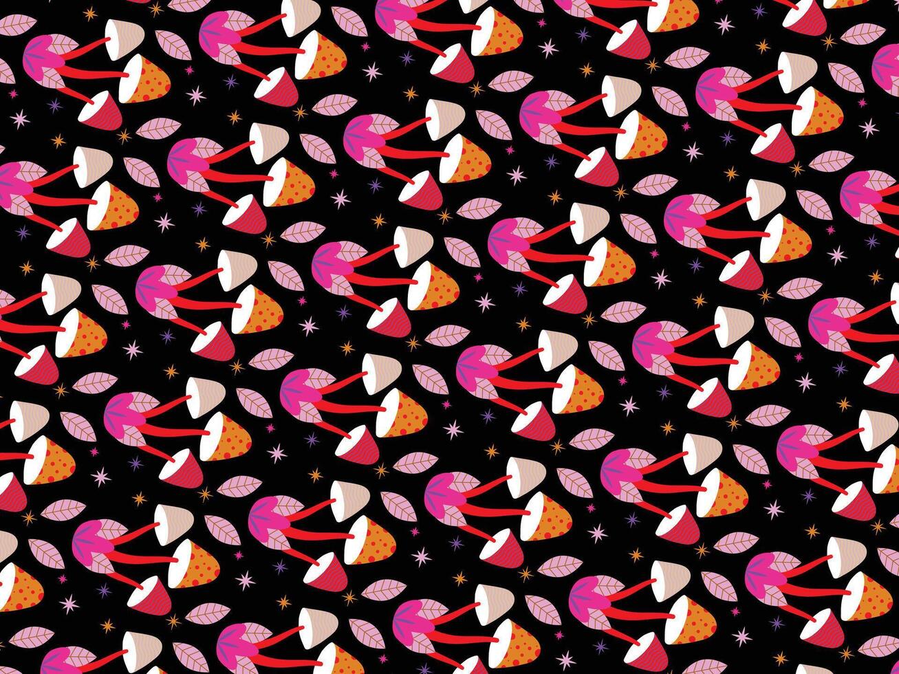 abstract seamless pink mushroom background pattern vector