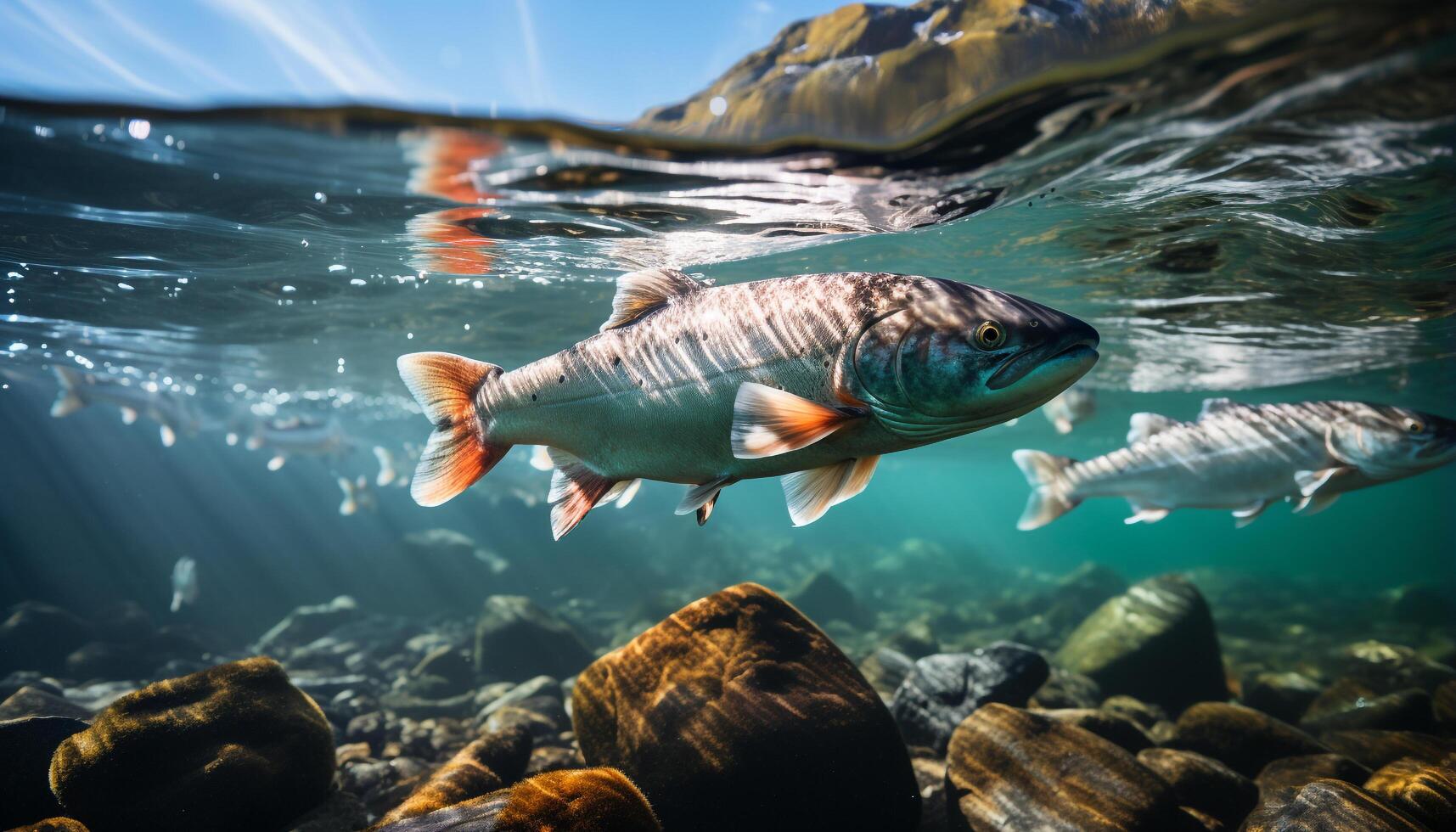 AI generated Majestic underwater beauty  fish swimming in a colorful reef generated by AI photo