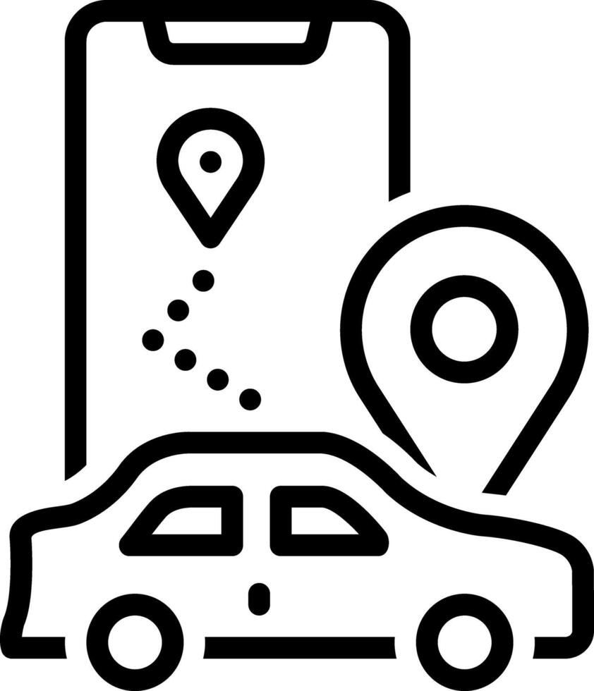 Vector black line icon for route