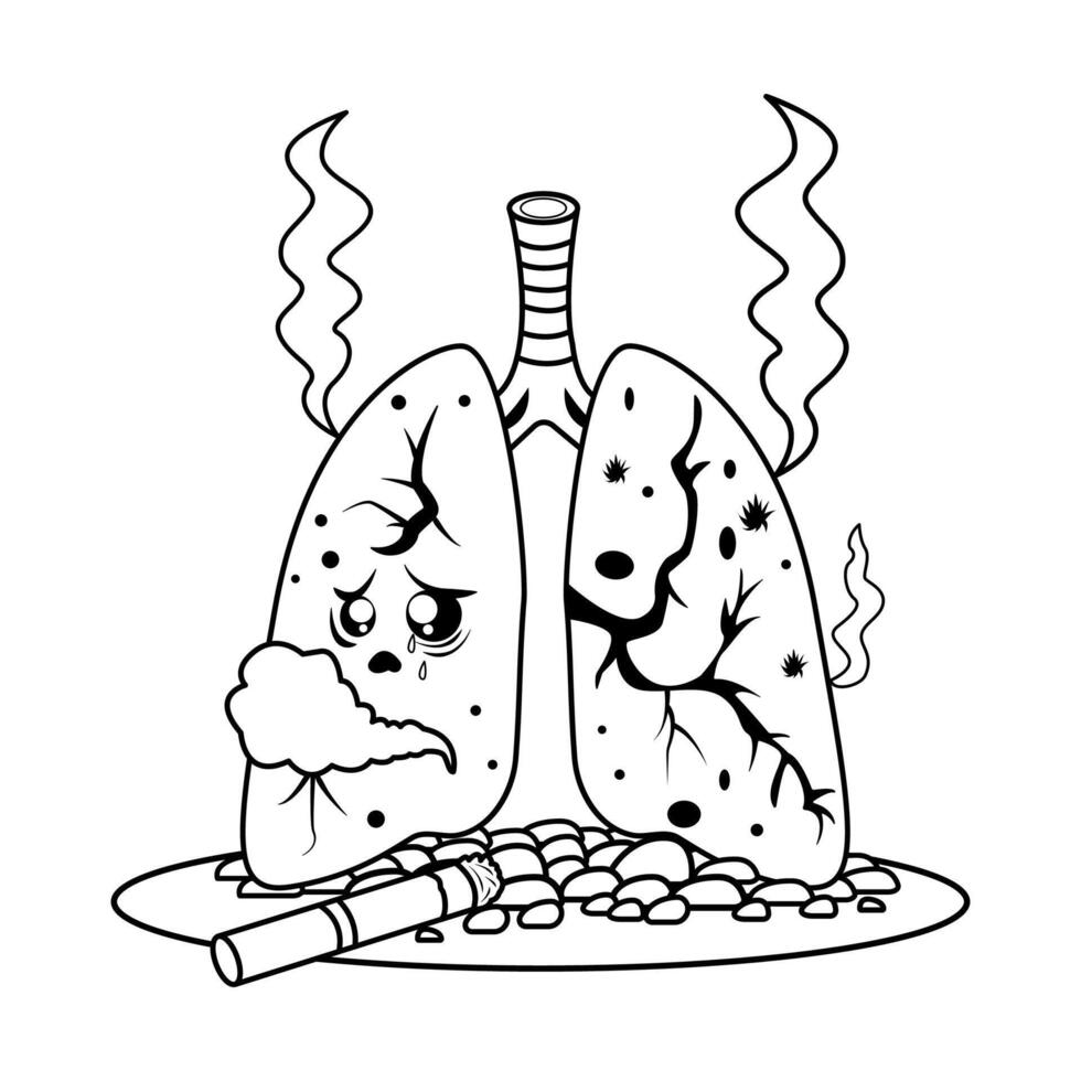 livianos en nicotina fumar. mundo No tabaco día. salud concepto vector