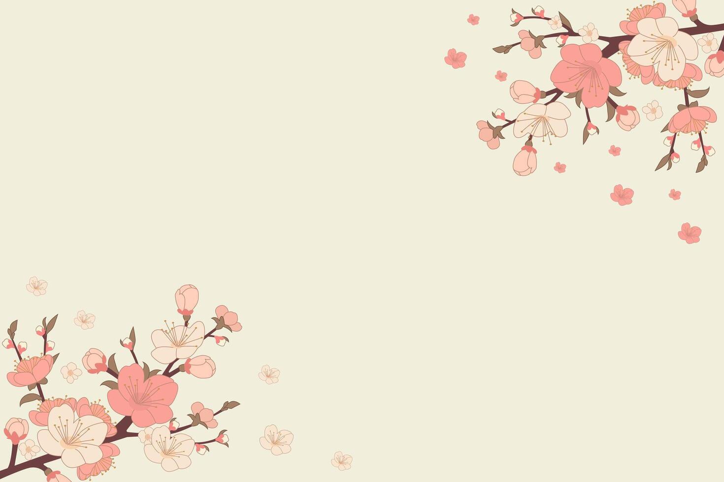 florecer de melocotón sucursales. japonés floración árboles, melocotón flores, primavera decoración vector ilustración. bandera