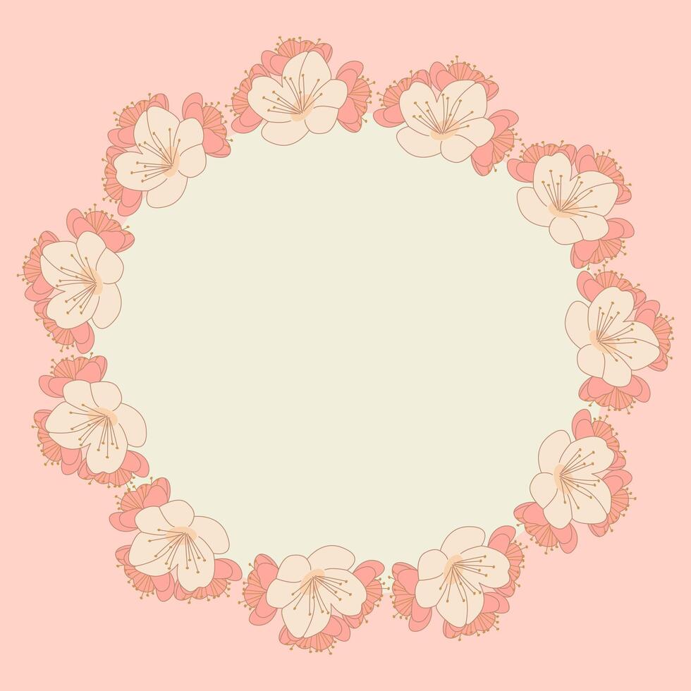 Festive round banner frame illustration with flowers vector